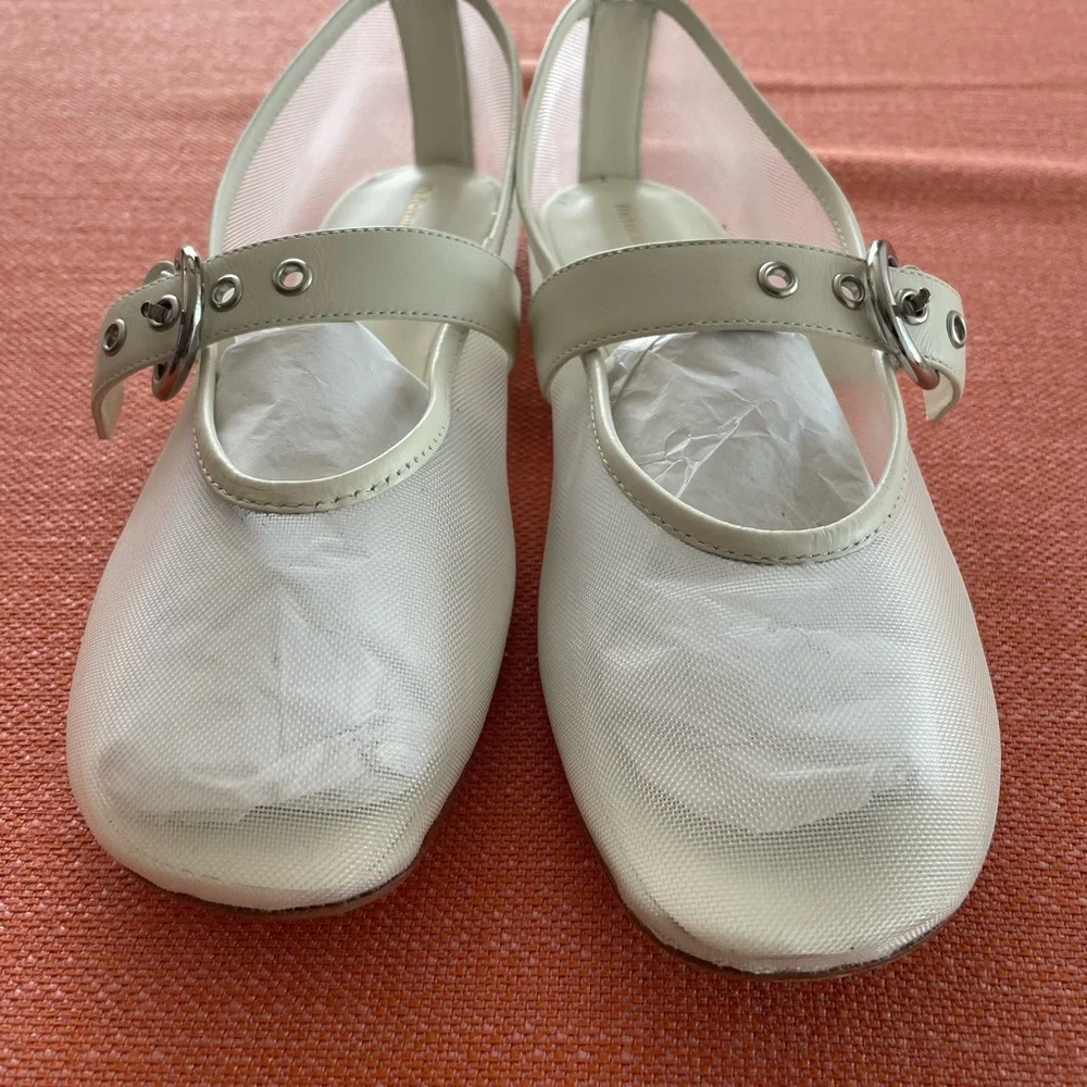 NWOT Reformation Bethany White Mesh Ballet Flats